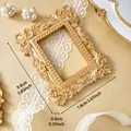 Vintage gold resin photo frame prop with 3.85x3.07 inch outer dimensions for decor - Oval Design / A60-Retro Gold