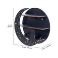 Modern black wooden cat moon wall shelf with triple storage layers for home decor - Star Moon Black Cat Style (MB19)