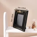 Vintage black gold embossed decorative photo frame desktop display stand 4.33x4.33 inch - 11x11cm