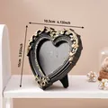 Elegant vintage black and gold embossed heart-shaped photo frame for desktop display - 10.5x10cm