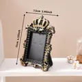 Vintage black and gold crown relief photo frame standing mini frame for desktop decor - 7.5x11cm