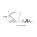 Silberner Salam-Schriftzug als Tischdekoration, Spiegeloptik, Breite 21,3 cm / 8,38 Zoll - Spiegel Buchstabe (Salam) / Silber