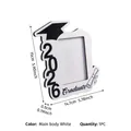Cornice per foto in legno bianco a forma di tocco di laurea 2026 per decorazione - Stile Tocco Pergamena 2026 (L26009) / 15x14.7x0.5cm