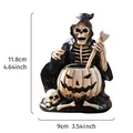 Figura de mago esqueleto de Halloween con caldero de calabaza resina adorno 11,8 cm - Estilo Caldero de Esqueleto (2082 Cabeza de Calavera Púrpura) / Mago Calavera Púrpura