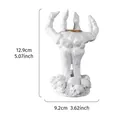 Skeleton hand candle holder with skull base, resin Halloween ornament, 12.9x9.2cm - 1 Piece / White