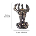 Halloween ghost hand resin candle holder with skull base, size 12.9cm x 9.2cm - 1 Piece / Old Gold