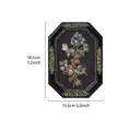 Retro octagonal black resin photo frame with gold floral design and botanical print - 6 Inch / Black