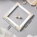 European court style white square photo frame prop with gold embossed relief 11.5cm - Platinum Style (Prop H)