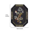 Vintage octagonal resin picture frame with gold floral pattern for home decoration - 7" / Black