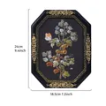 Retro octagonal resin photo frame with botanical pattern, measuring 18.5 x 24 cm - 8 Inch / Black