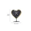 Elegante portavelas de hierro negro en forma de corazón con borde dorado y soporte - Estilo Calado Corazón / Negro