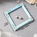 Elegant light blue ornate relief square frame for jewelry photography and display - Light Blue Gold Style (Prop H)