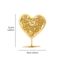 Elegante candelabro de hierro dorado en forma de corazón calado para decorar mesa - Estilo Calado Corazón / Dorado