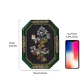 Vintage octagonal resin photo frame with gold floral pattern and botanical berry art - 7" / Green