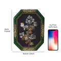 Vintage green octagonal resin photo frame with floral carvings and botanical print, 24x18.5cm - 8 Inch / Green