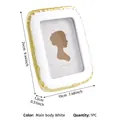 White and gold decorative photo frame with clear dimension labels and elegant silhouette - White Gold (Portrait Insert) / 7 Inch Square