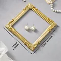 Golden European embossed square jewelry photography prop frame, 11.5cm size - Pure Gold Style (Prop H)