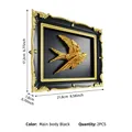 French vintage black and gold 3D swallow relief wall decor art, 2-piece set for home - 2 Pieces (5*7 Inch)