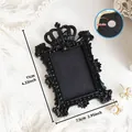 Ornate vintage black mini magnetic picture frame with crown detail for home decor DIY - Crown Rectangle Style (A67)