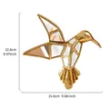 Décoration murale colibri doré en résine avec miroir incrusté, taille 22,8x24,6 cm - Colibri Suspendu Miroir