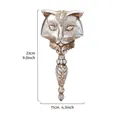 Specchio a mano vintage in resina a forma di volpe con finitura argento antico decoro - Argento