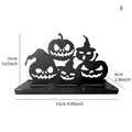 Black iron Halloween pumpkin candlestick holder for three tea lights, 23cm length - Group Pumpkins Triple Slots Style (E)