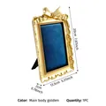 Vintage goldener Bilderrahmen mit Schleife und marineblauem Samtfutter für Schmuck - 6 Zoll / Goldener Rahmen Blaues Futter