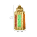 Decoratieve Marokkaanse gouden ijzeren lantaarn met gekleurd glas en exacte afmetingen - Gouden Rand