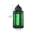 Vintage Marokkaanse stijl zwart ijzeren kandelaar met groen glas hoogte van 26 cm - Groen