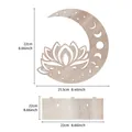 Lotus moon wooden wall shelf decoration with 22cm and 21.5cm dimension measurements - 1 Piece Pack / Paulownia Wood Color