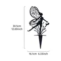 Zwart ijzeren fee tuinornament silhouet met lantaarn voor buiten gazon decoratie - Vlinderfairy Stijl / 30.5x16.1cm