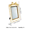 French gilded bow jewelry display stand with white frame and blue velvet - Light Blue