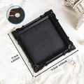 Vintage black magnetic mini picture frame with ornate relief, 4.52 inch square size - Carved Square Style (A62)
