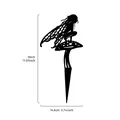 Zwarte tuinornament fee op paddenstoel silhouet met afmetingen van 30 cm hoog. - Fee op Paddenstoel / 30x14.6cm
