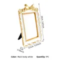 Elegant French style gold bow jewelry display frame with white velvet lining for earrings - Beige