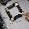 Vintage Gothic black and gold ornate square picture frame for Halloween home décor - Square Carved Style (Prop A) / 12x12cm / Black & Gold