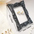 Vintage European style resin photo frame prop in distressed black and silver finish, 11x8.8cm - 11x8.8cm