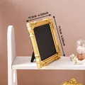 Square vintage gold relief photo frame ornament with 4.52 inch dimension markers - 11.5x11.5cm