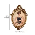 Ornate French vintage gold oval photo frame featuring a classic noblewoman portrait art - Classical Noblewoman Style / Gold
