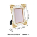 Elegante marco de fotos europeo blanco y dorado para exhibir joyas con terciopelo rosa - 6 Pulgadas / Rosa