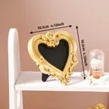 Elegant vintage gold embossed heart-shaped photo frame for aesthetic room and desk decoration - 10.5x10.5cm