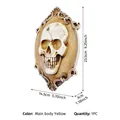 Vintage gothic skull 3D relief wall decoration with ornate carved frame in yellow color - Vintage Relief Skull (X26020) / 23.5cmx14.5cmx3cm