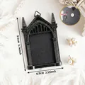 Vintage gothic black mini magnetic photo frame for DIY home decor and creative props - Gothic Pointed Arch Style (A63)
