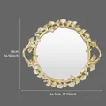Decorative golden ginkgo leaf round mirror tray for wedding and home decor - Antique Gold