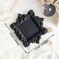 Elegant vintage black ornate mini photo frame with magnetic back for DIY home decor - Scroll Wavy Lace Style (A84)
