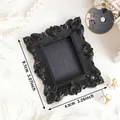 Vintage style black mini magnetic photo frame with decorative ornate carving 9.1x8.3cm - Classic Miniature Rounded Style (A85)
