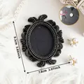Vintage black mini magnetic photo frame prop showing 9.3x7.8cm dimensions and back side magnet - European Renaissance Style (A87)