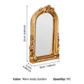 Vintage französischer goldener Bogenspiegel für Schminktisch oder Wand, 22 cm Rahmen - Wandspiegel mit Rollenmuster / Größe S