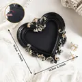 Vintage heart-shaped black and gold mini photo frame with baroque relief details - European Relief Heart Style (A66)