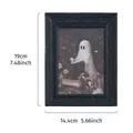 Vintage Halloween Fotorahmen aus schwarzem Harz mit lesendem Geist Motiv, 19x14.4cm - Rechteckige Ausführung (X Gespenst Liest Rebenrahmen) / 6 Zoll Rechteckig